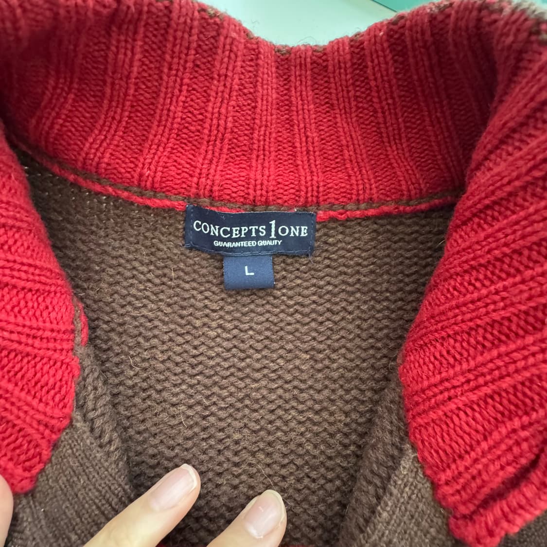 빈티지패턴 브라운 레드그레이 노르딕패턴 집업 가디건 L 상품이미지8