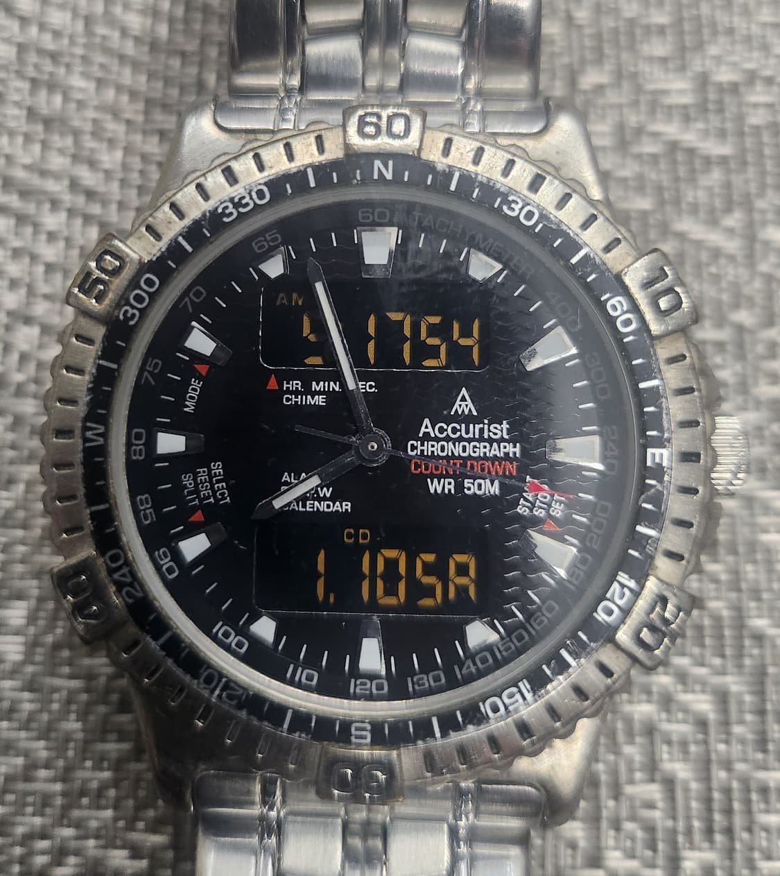 90S 어큐리스트 아나디지 크로노 쿼츠시계 상품이미지3