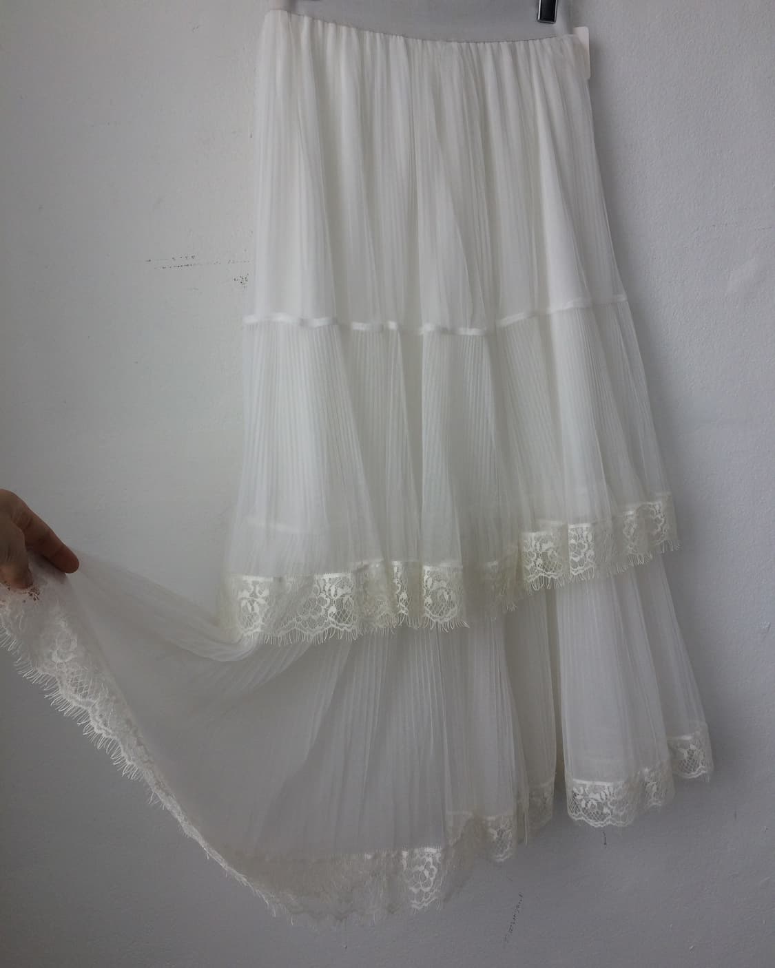 Lace trimming sha layer long skirt 상품이미지3
