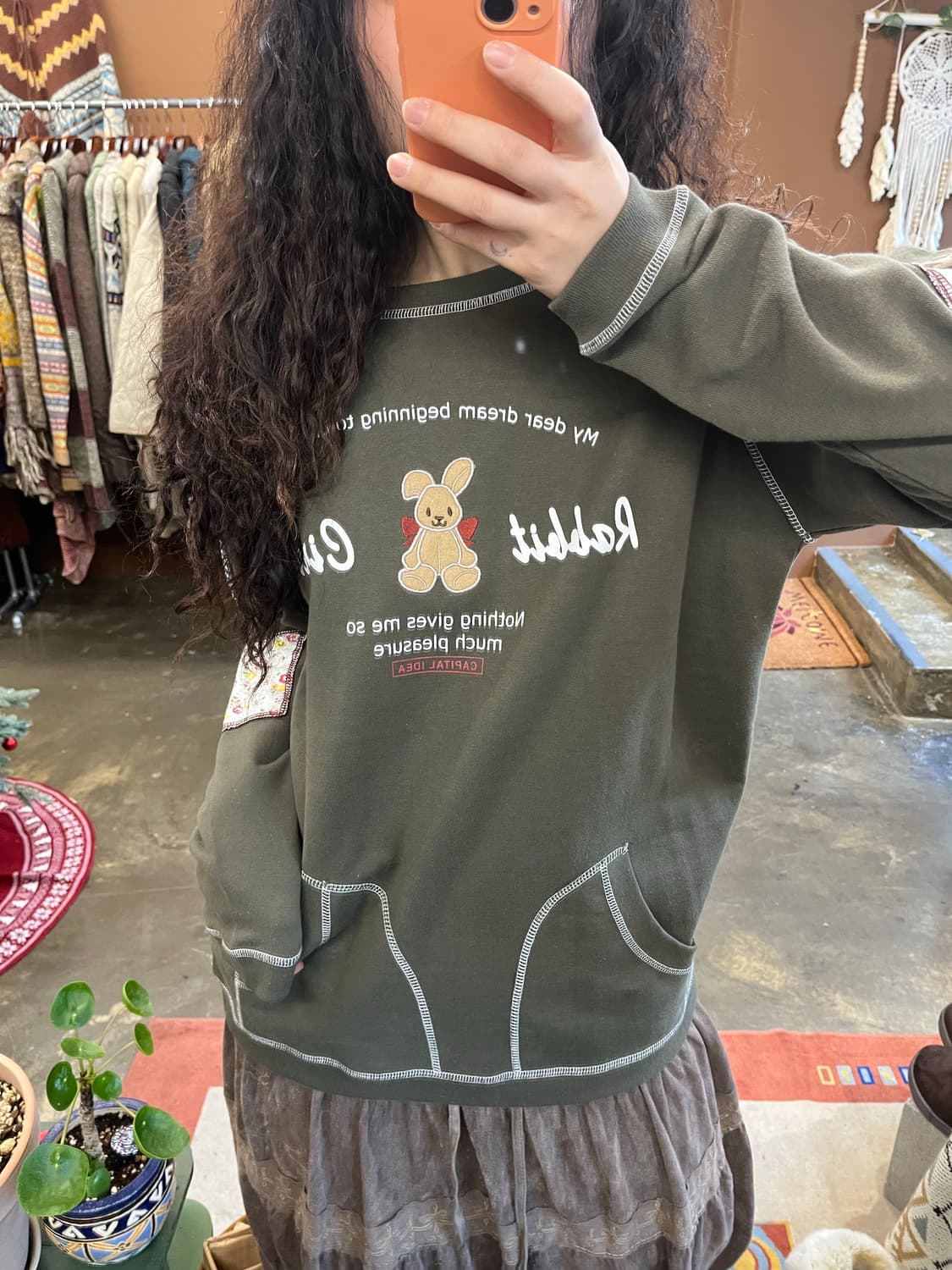 일본 빈티지 패치포인트 카키 맨투맨 상품이미지9