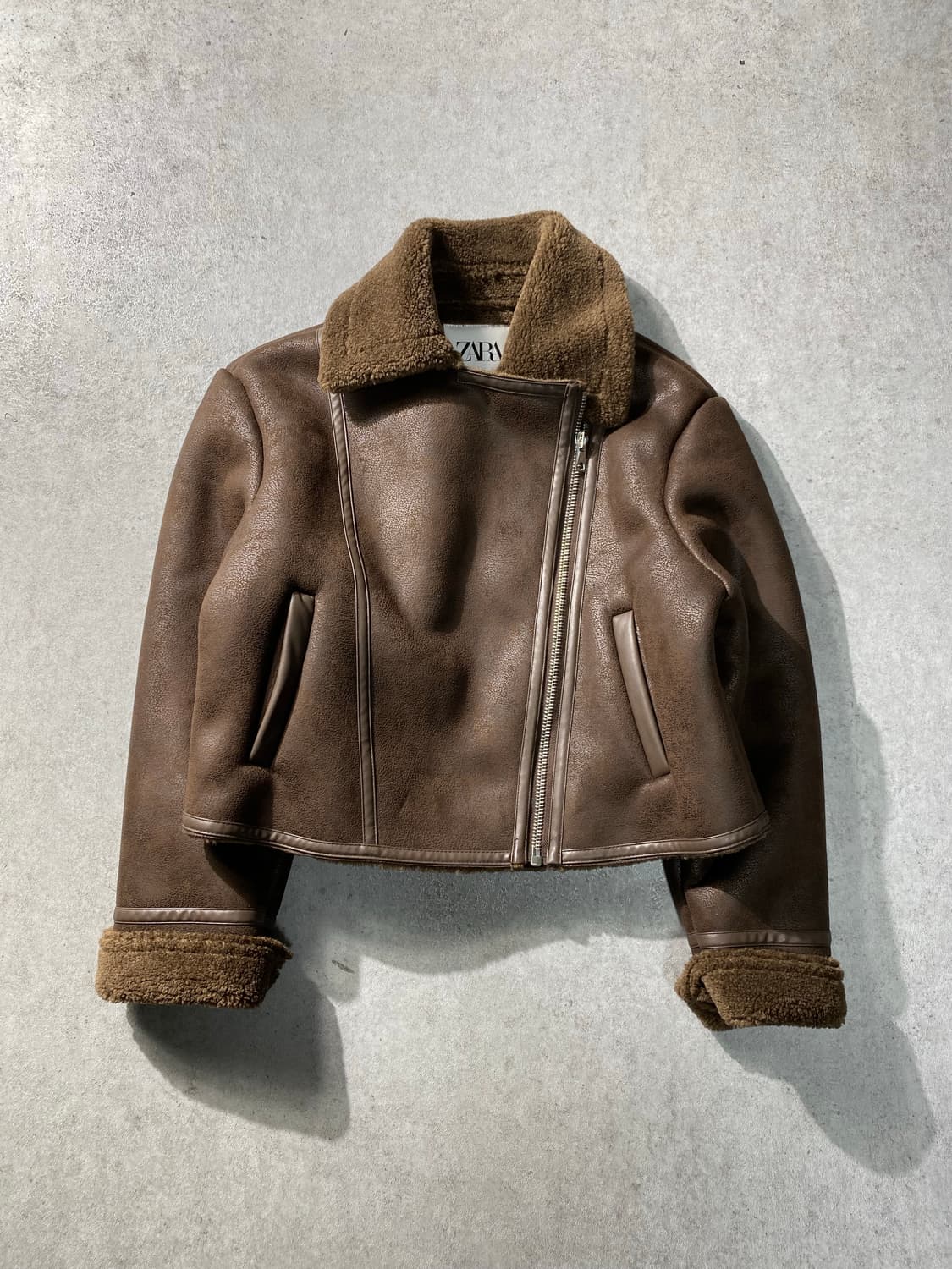 [S] ZARA 자라 브라운 크롭 무스탕 자켓 상품이미지4