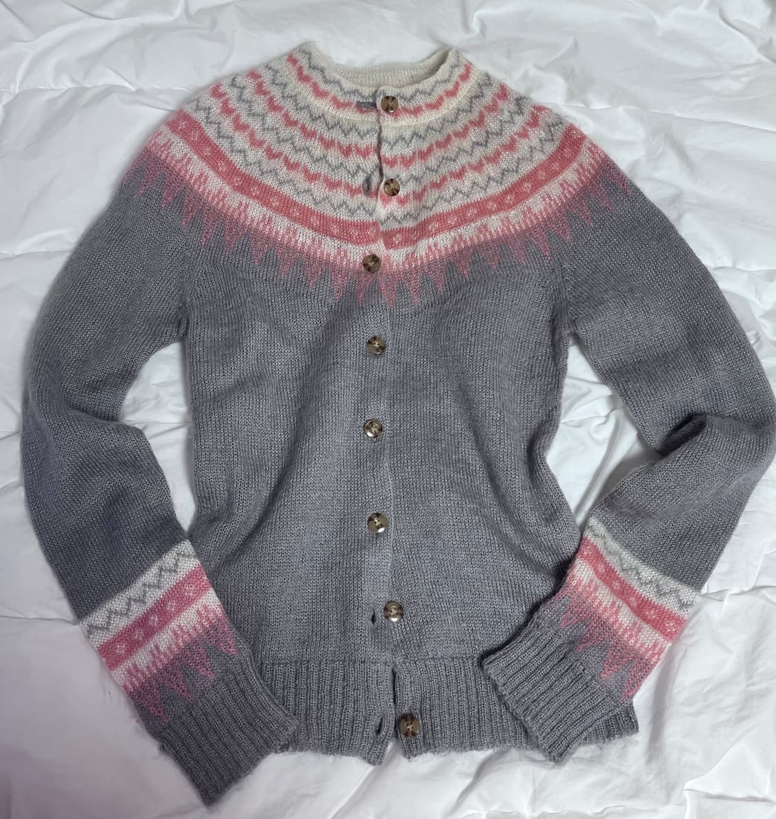 핑크 그레이 니트 빈티지 일본  상품이미지1