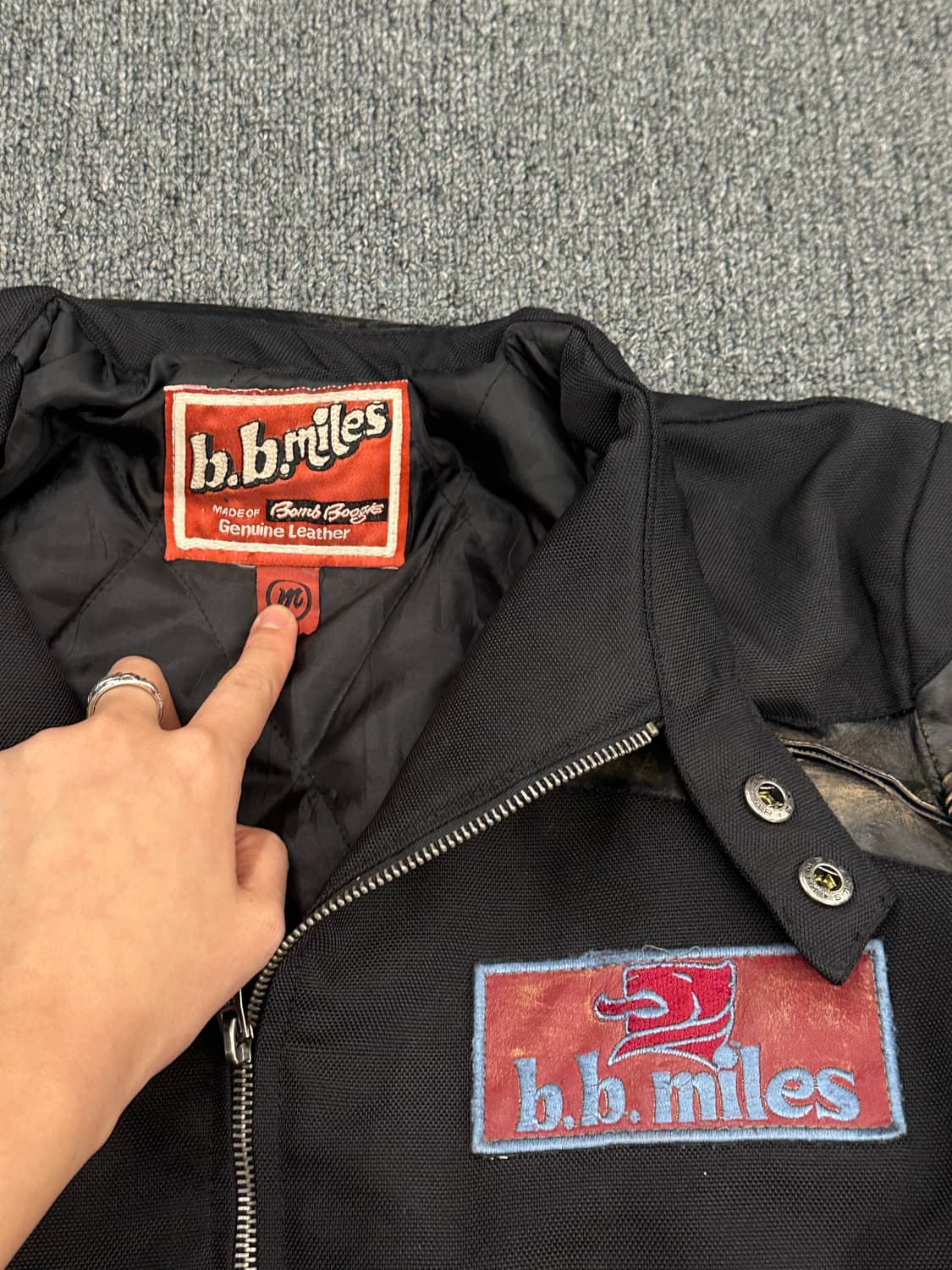 M)b.b.Miles 빈티지 가죽패치 스포츠바이커 자켓 상품이미지6