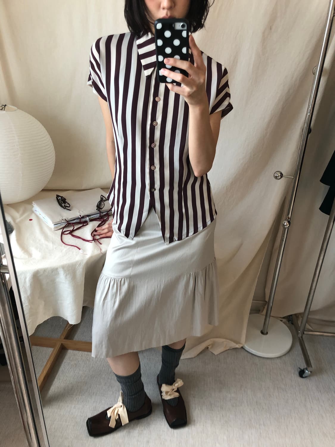 Striped Half Shirt 🍷 상품이미지3