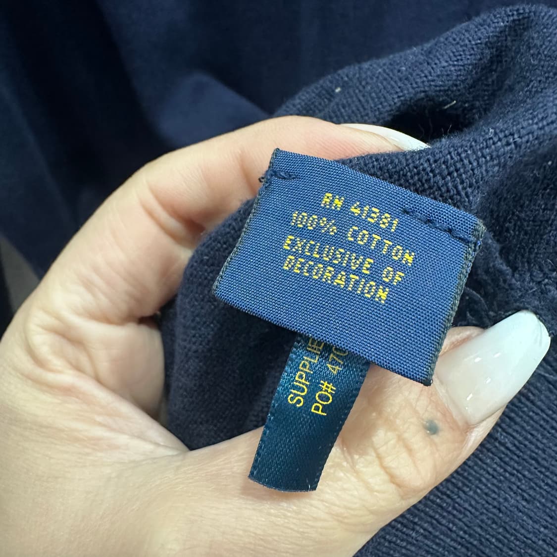 폴로 네이비 피마코튼 하프집업 니트M 상품이미지5