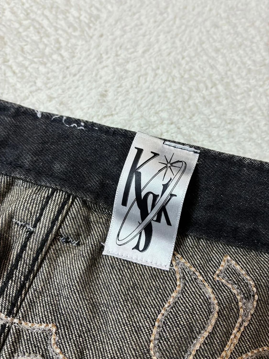 카시코 Kashiko 엠브로이드 논페이드 데님 팬츠 PN6867 상품이미지8