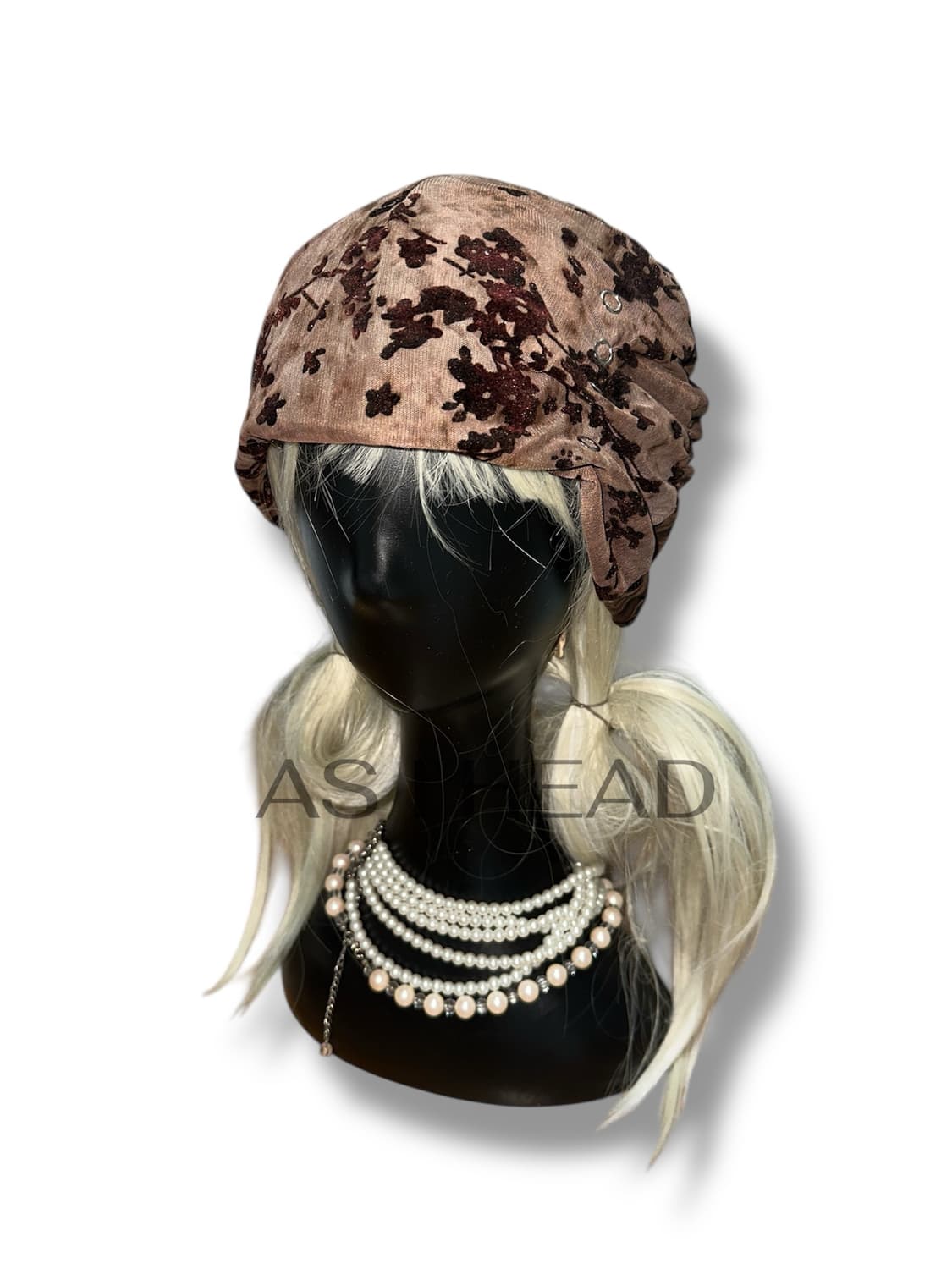 매쉬 플라워 벨벳 셔링 핸드메이드 롱 비니 상품이미지2