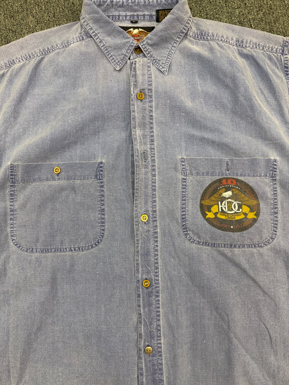 L)할리데이비슨 빈티지 90주년 프린팅 포캣 반팔 셔츠 상품이미지3