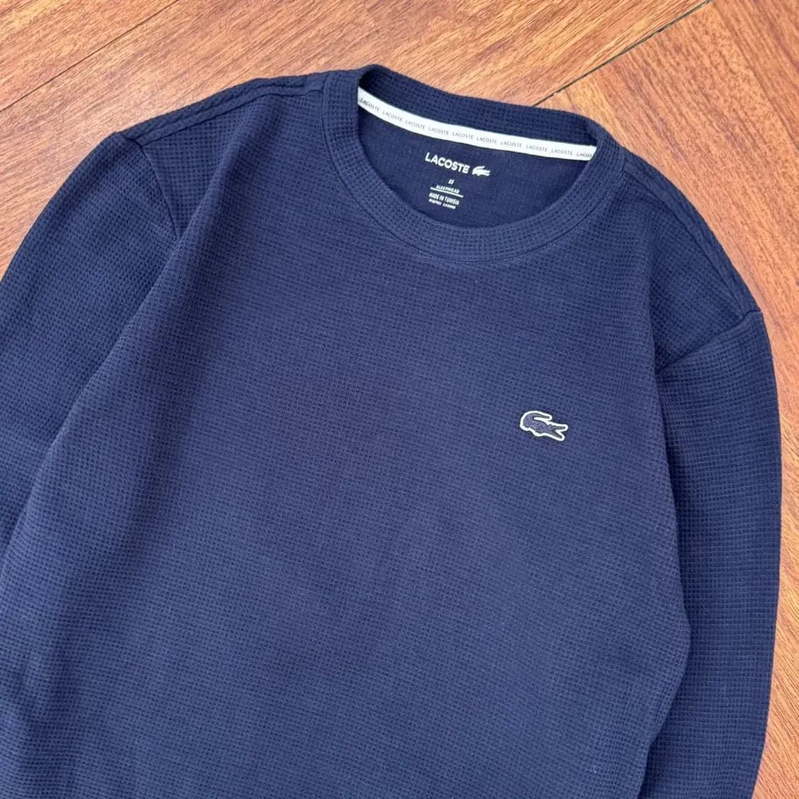 XS 라코스테 네이비 와플 쭉 긴팔 티셔츠  상품이미지2