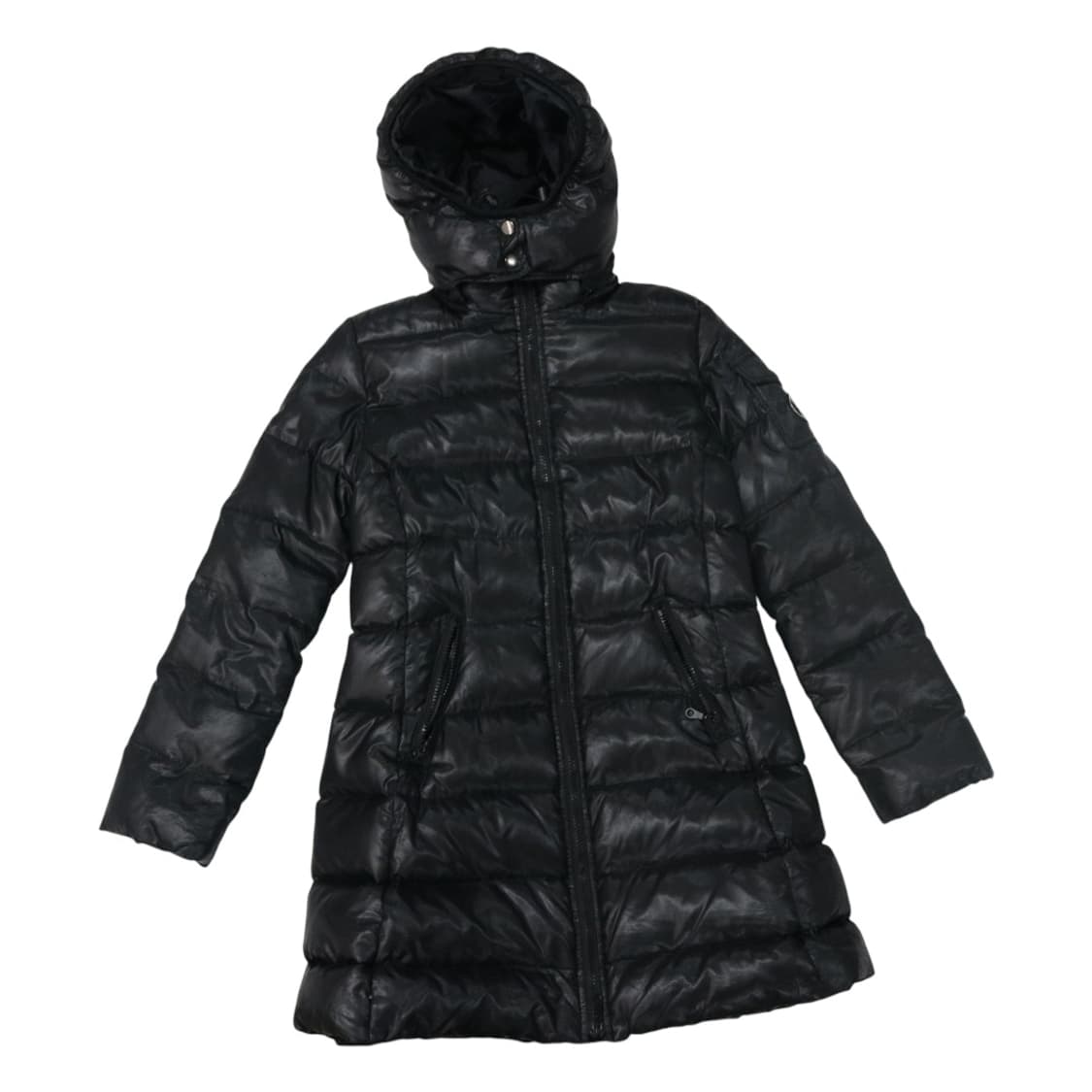 ATELIER SAB 아틀리에사브 유광 블랙 후드 롱 다운 패딩 (M) 상품이미지1