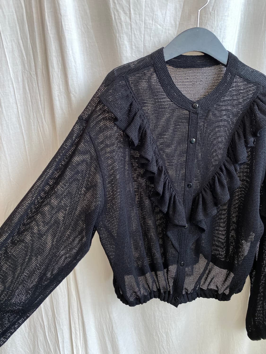 블랙 프릴 그물 가디건(M-L) 상품이미지6