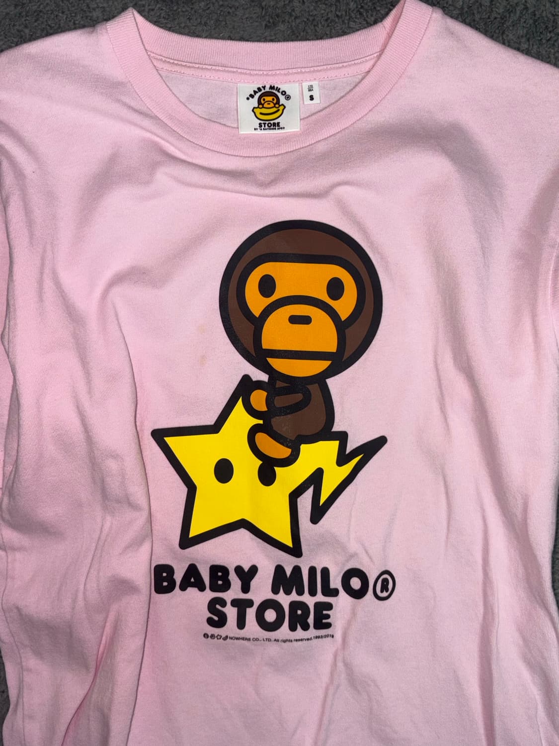 BAPE 희귀매물 베이프 베이비마일로 핑크 딸기우유맛 스타반팔 상품이미지2