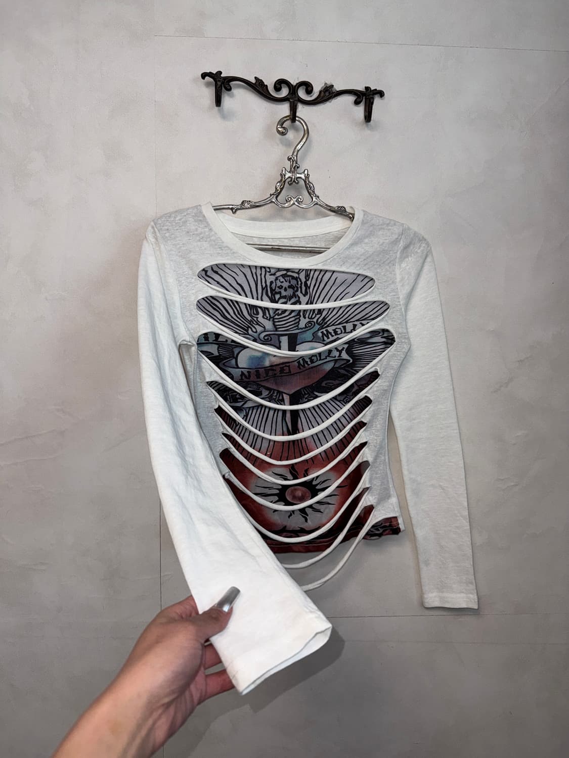 Oldschool printed damage detail sleeve 상품이미지5