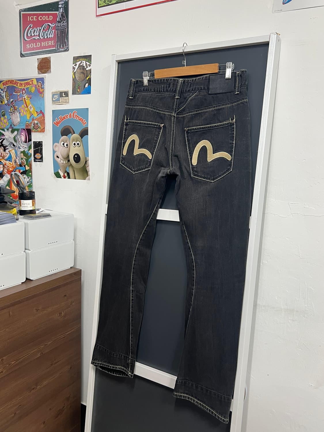 Evisu 에비수 엔지니어드 나팔핏 부츠컷 흑청 데님 팬츠 상품이미지1