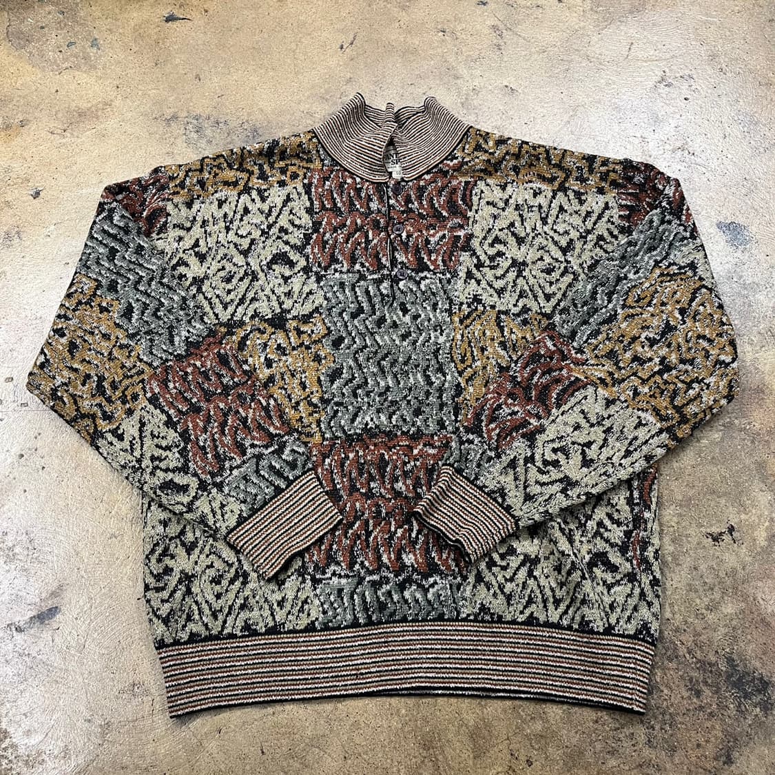 [정품/L] 빈티지 패턴 하프넥 니트 스웨터 b16 상품이미지3
