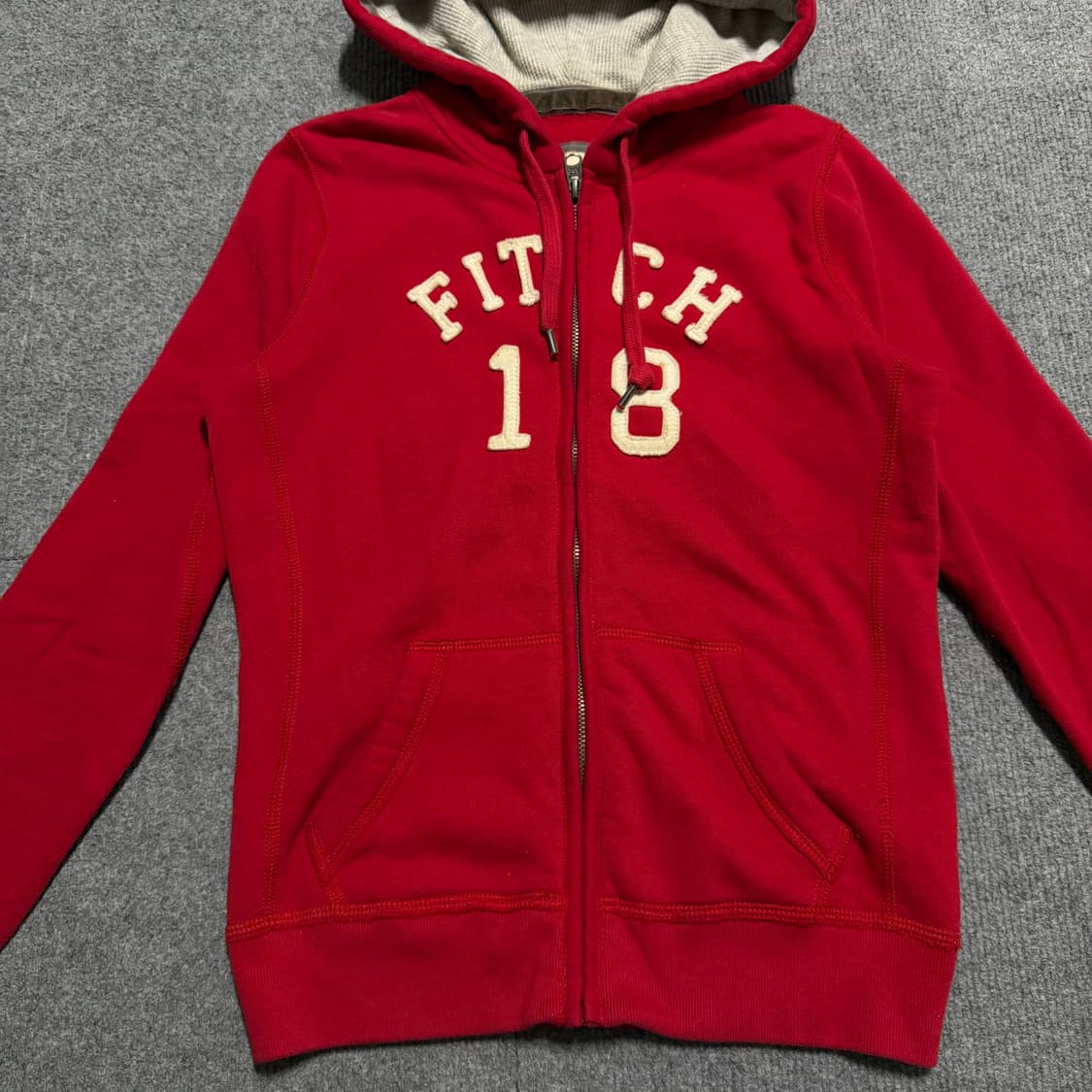 대장템 딱붙핏 아베크롬비 레드 후드집업 S 상품이미지2