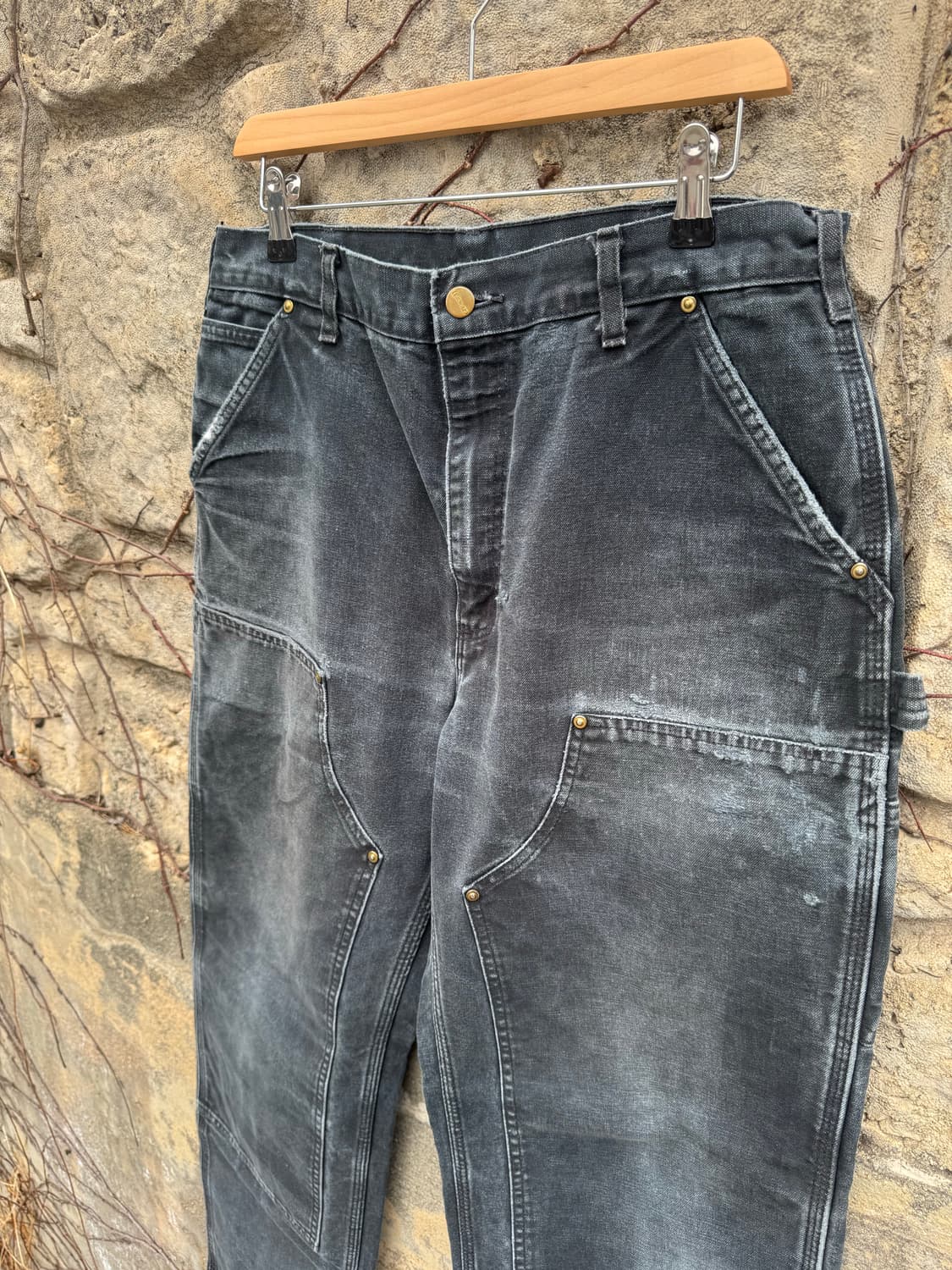 칼하트 빈티지 b01 blk 하드페이딩 카펜터 더블니 워크 팬츠 32 상품이미지3