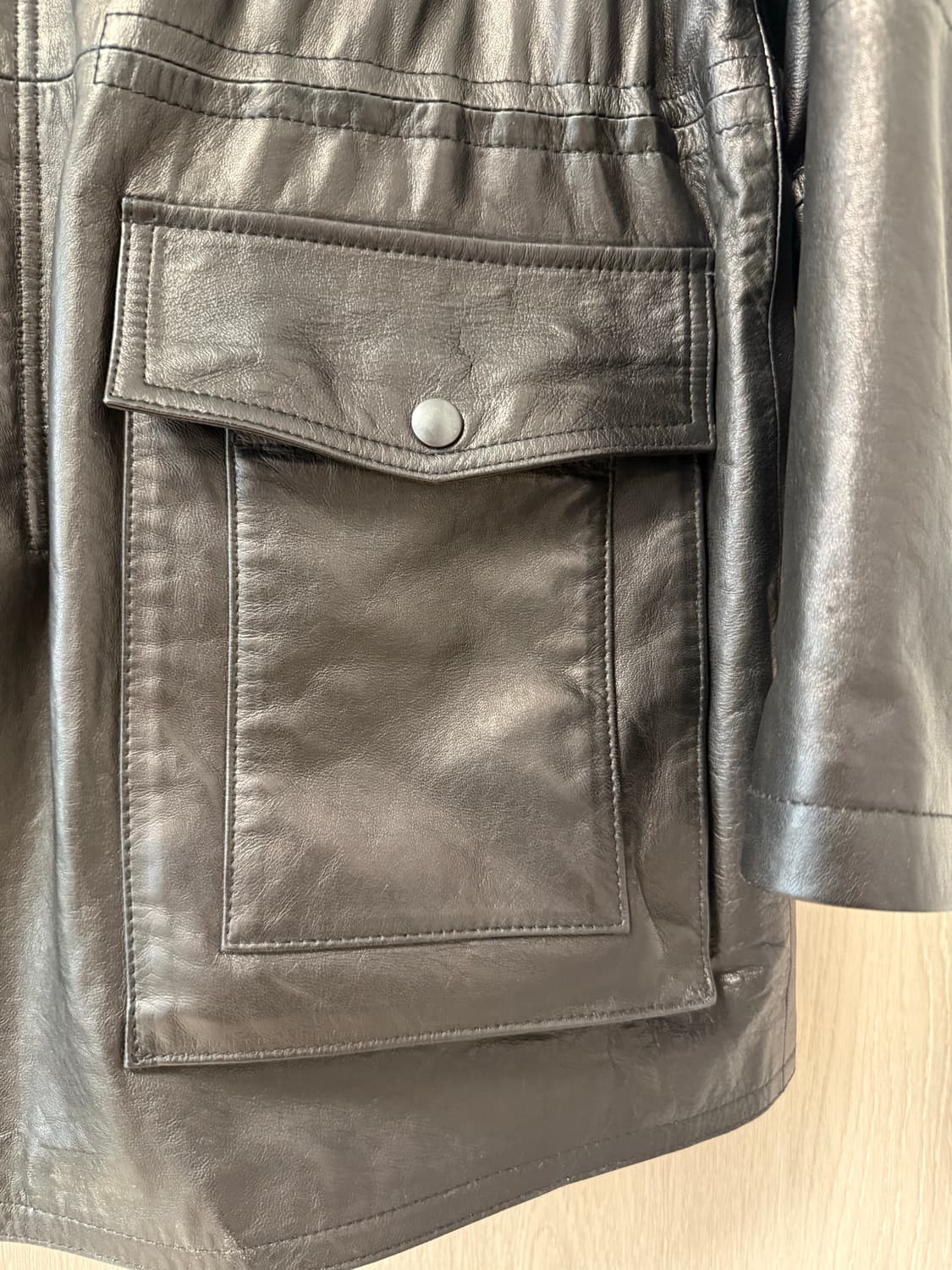 [S]유스 24fw 하이넥 레더 자켓 블랙 상품이미지7