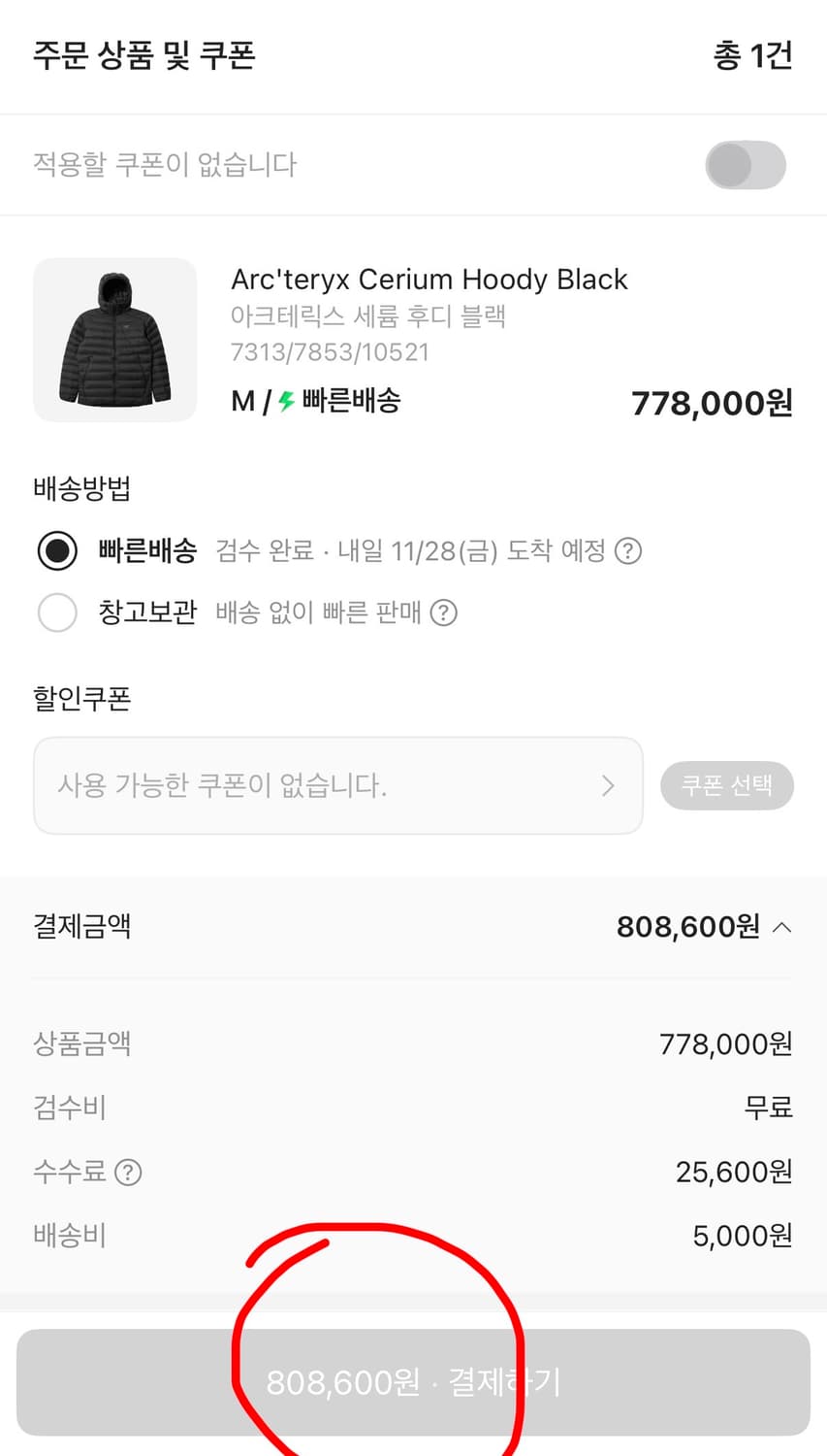 [m] 25fw 아크테릭스 세륨 후디 경량패딩 블랙 새상풉 싸게팔아용❤️ 상품이미지4