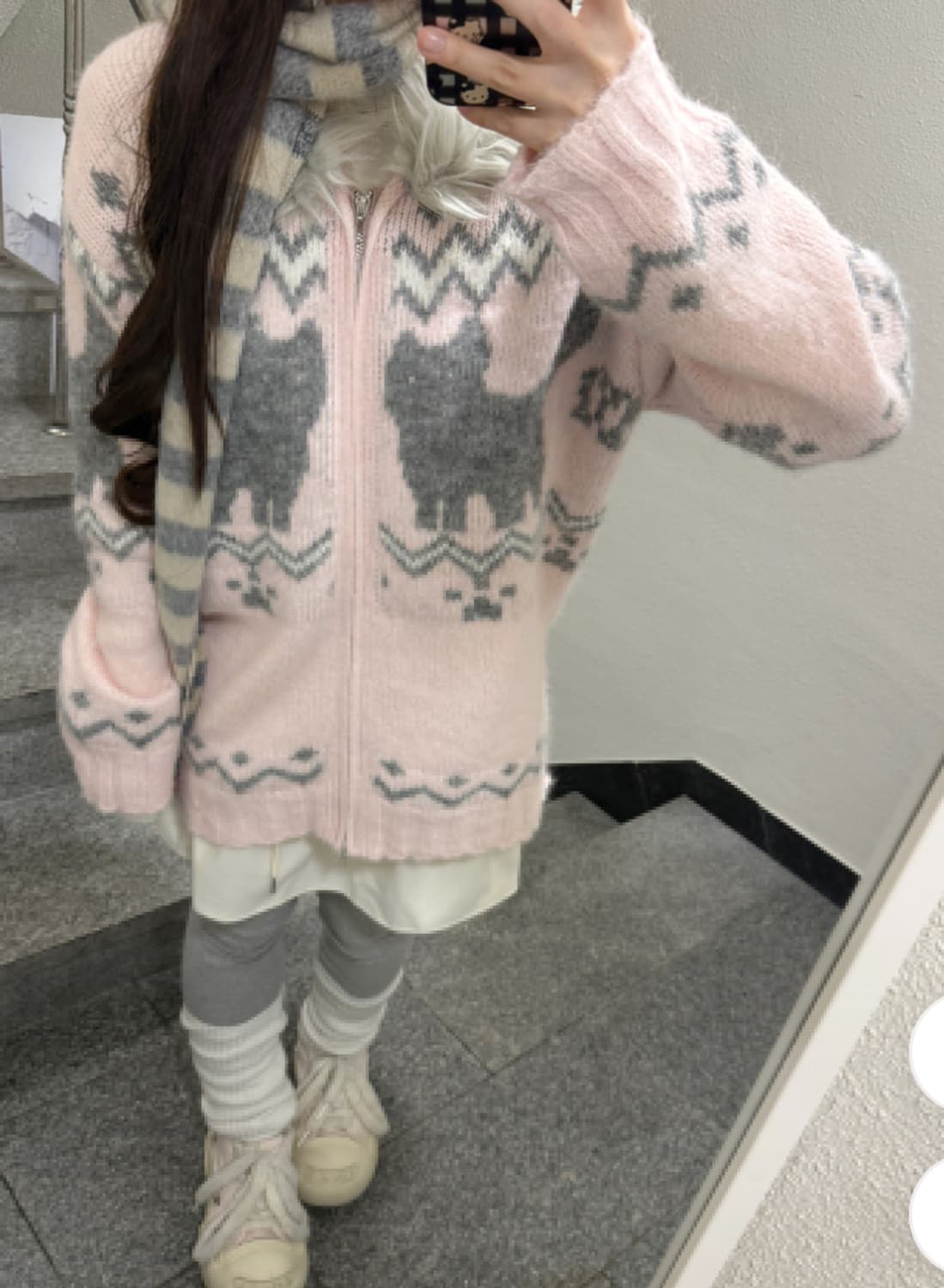 당일배송)코디 set/ 히니츠키 로맨틱캣츠퍼 후집+목도리 상품이미지4