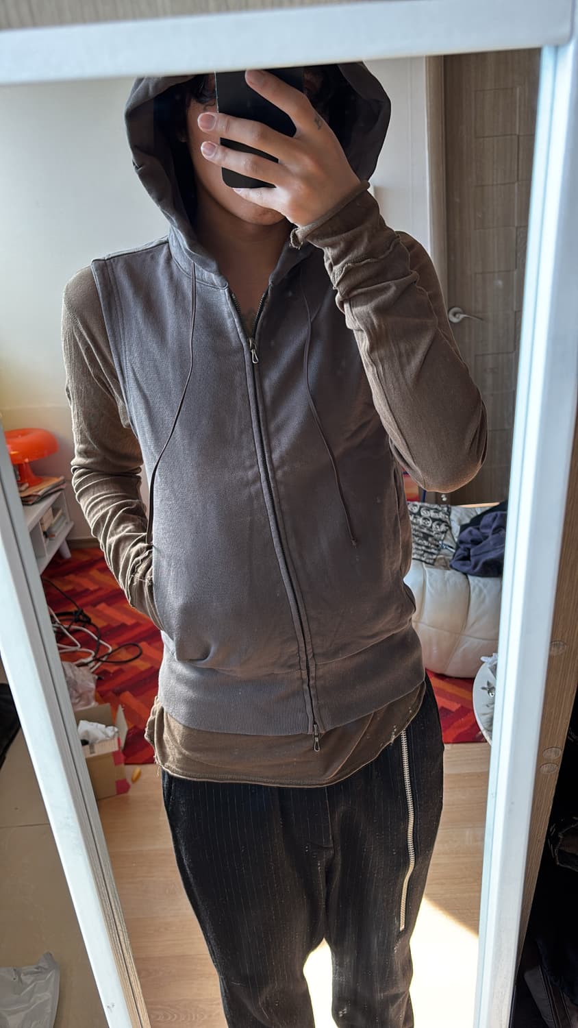 Leather String Hood Vest 상품이미지2