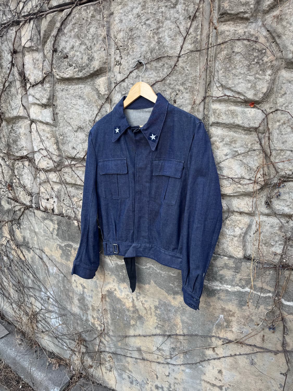 70s 이탈리아군 오리지널 데님 아이크 배틀드레스 트러커 자켓 상품이미지3