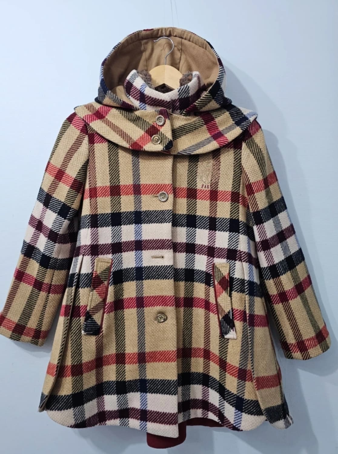 닥스 키즈 주니어 체크 후드 코트 150cm 11~13세 상품이미지3