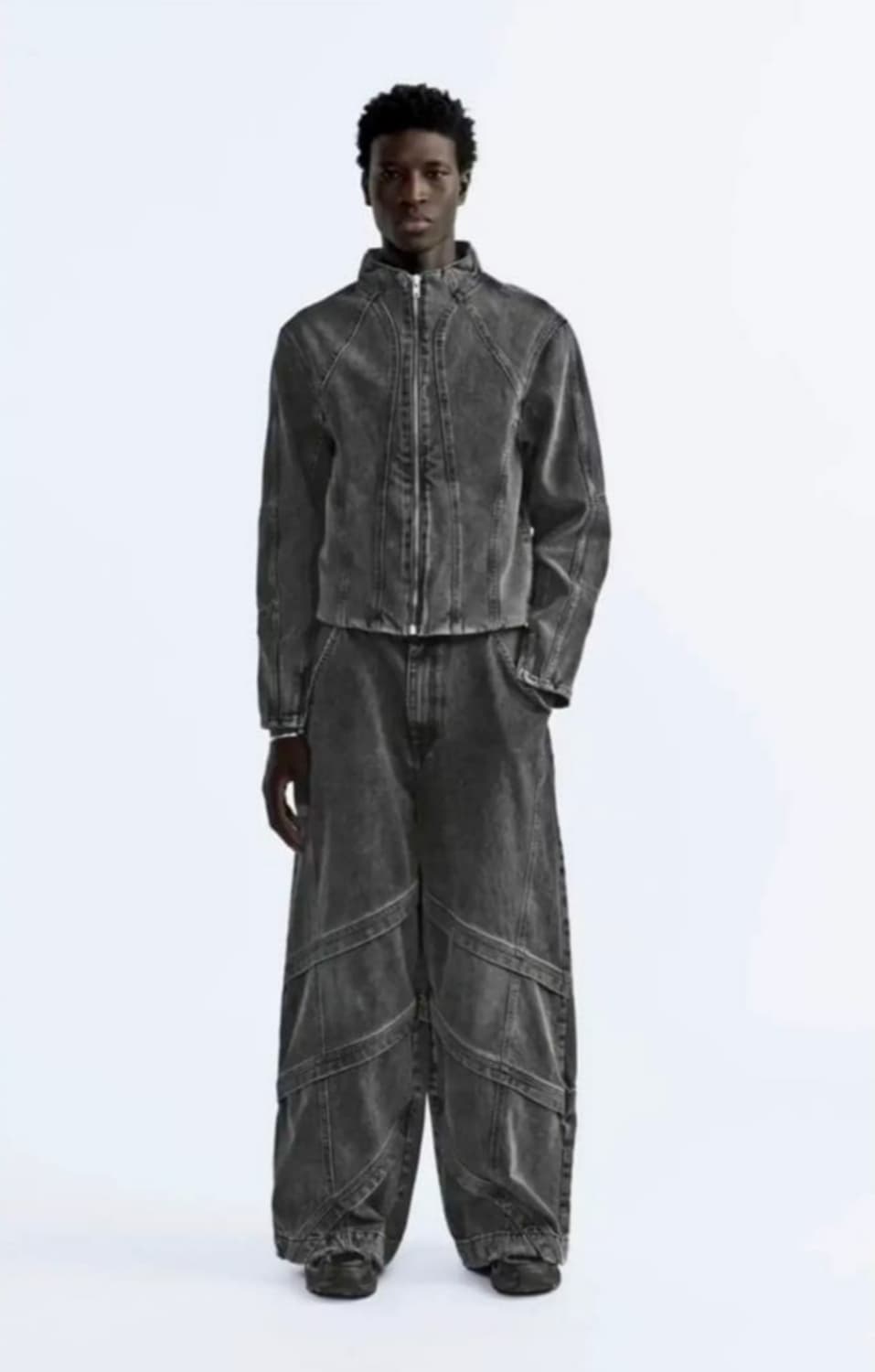 자라 암스테르담 라인 바이커 듄 배기 데님 새깅 팬츠 절개 상품이미지4