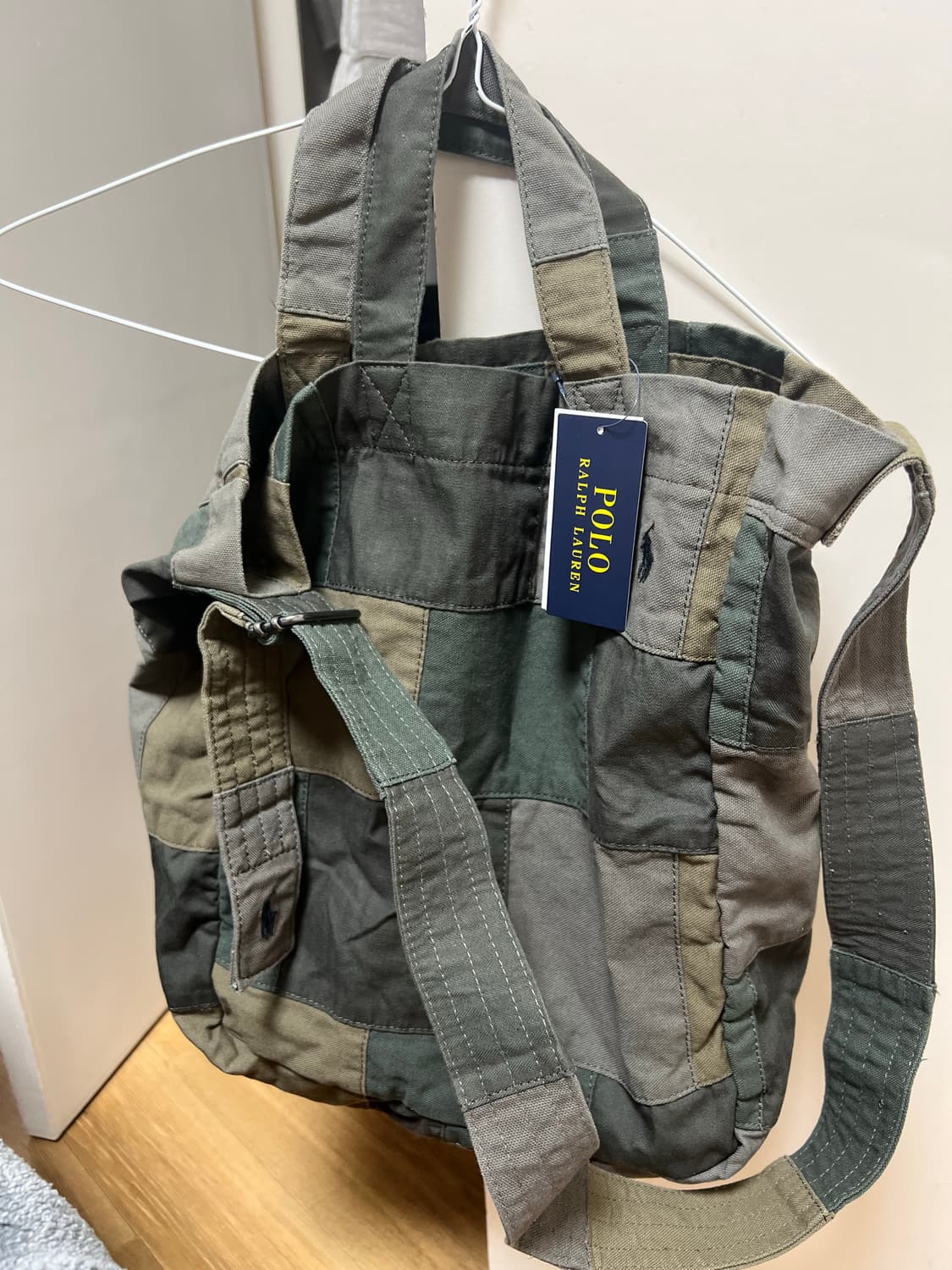 폴로 랄프로렌 패치워크 2way 토트백 올리브 새상품 상품이미지1