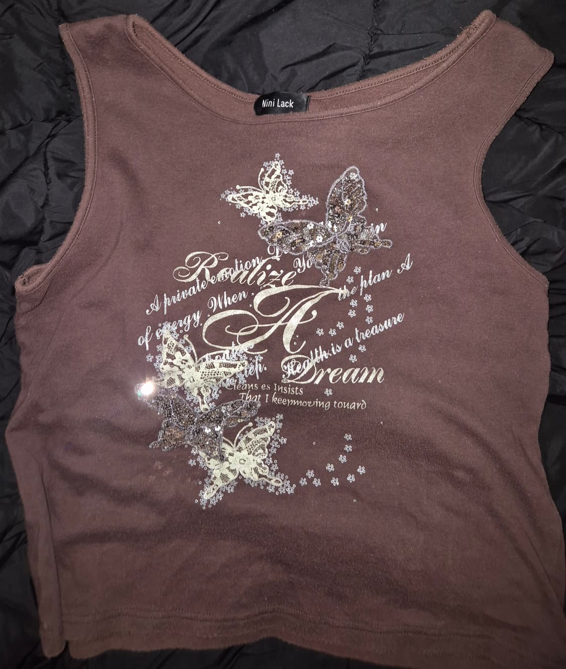 [핀터대장] 나비 스팽글 브라운 슬리브리스 상품이미지1