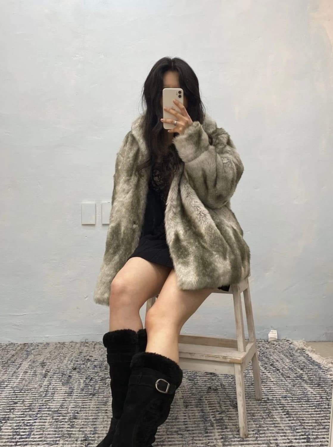 [8937]Gray gradient fur coat# 상품이미지1