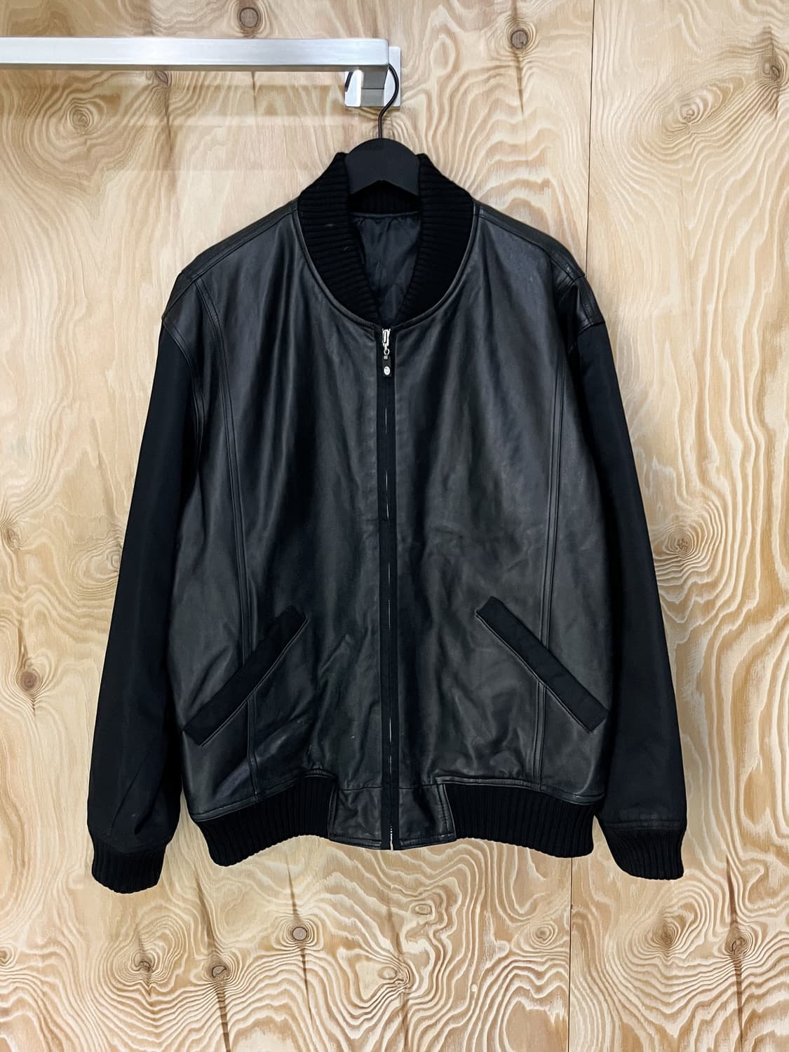 Vaziie 스포츠 카우보이 베어 나일론/레더 램스킨 레더 자켓 상품이미지5