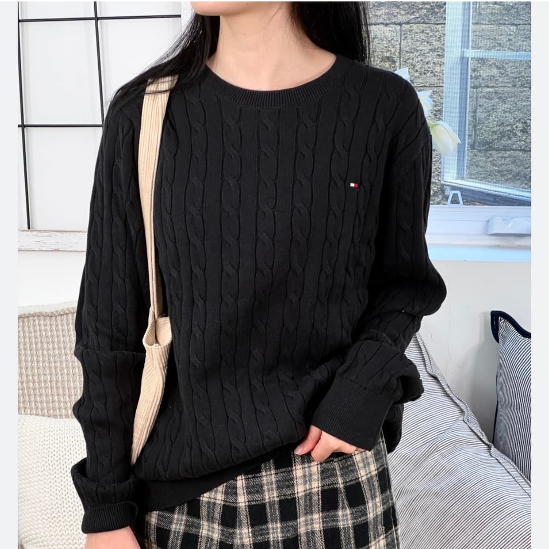 [M] Tommy 타미힐피거 우먼즈 울 케이블 라운드 니트 상품이미지2