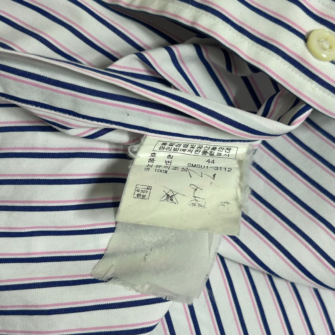 폴로 랄프로렌 스트라이프 반팔 셔츠 핑크 네이비  상품이미지8