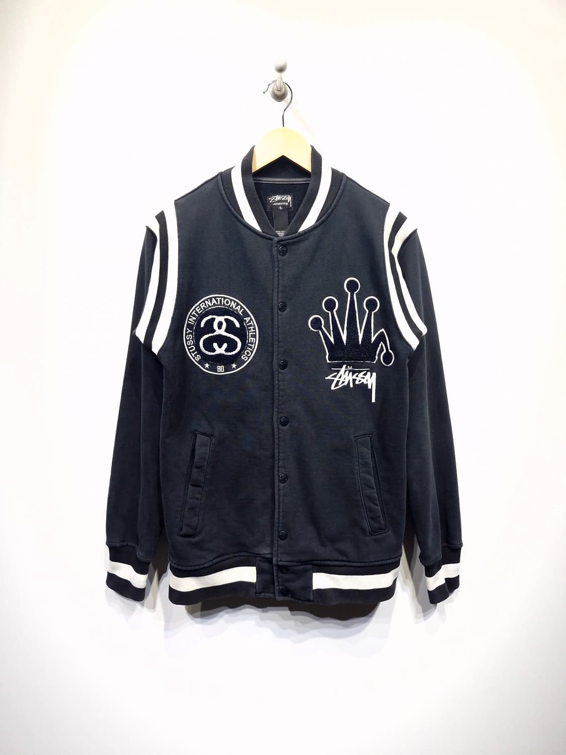 STUSSY 스투시. 크라운 셔닐 로고 코튼 스타디움 바시티자켓_S 상품이미지1