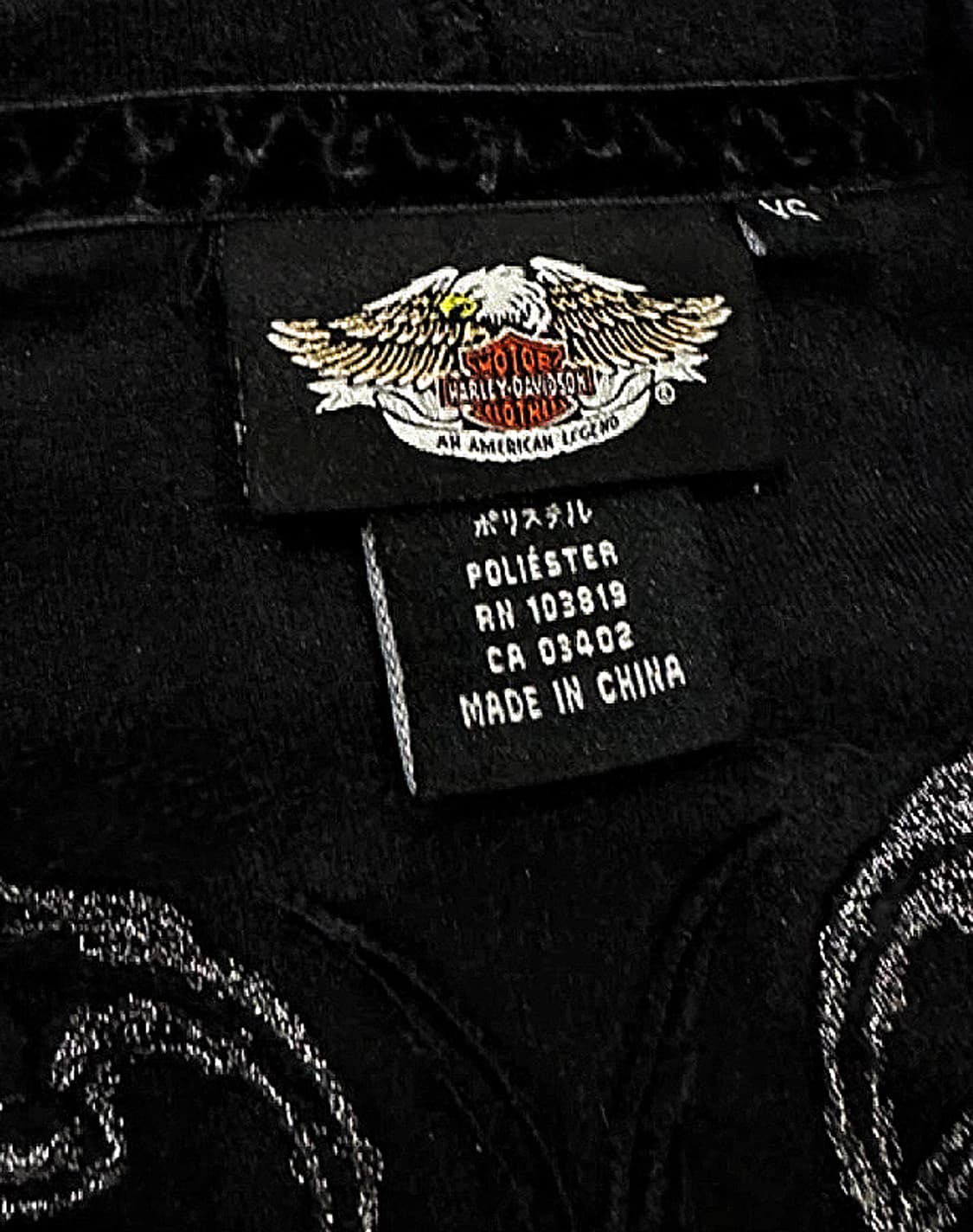 Harley Davidson 2010s 블랙 벨벳 자수 슬림핏 후드집업 상품이미지6