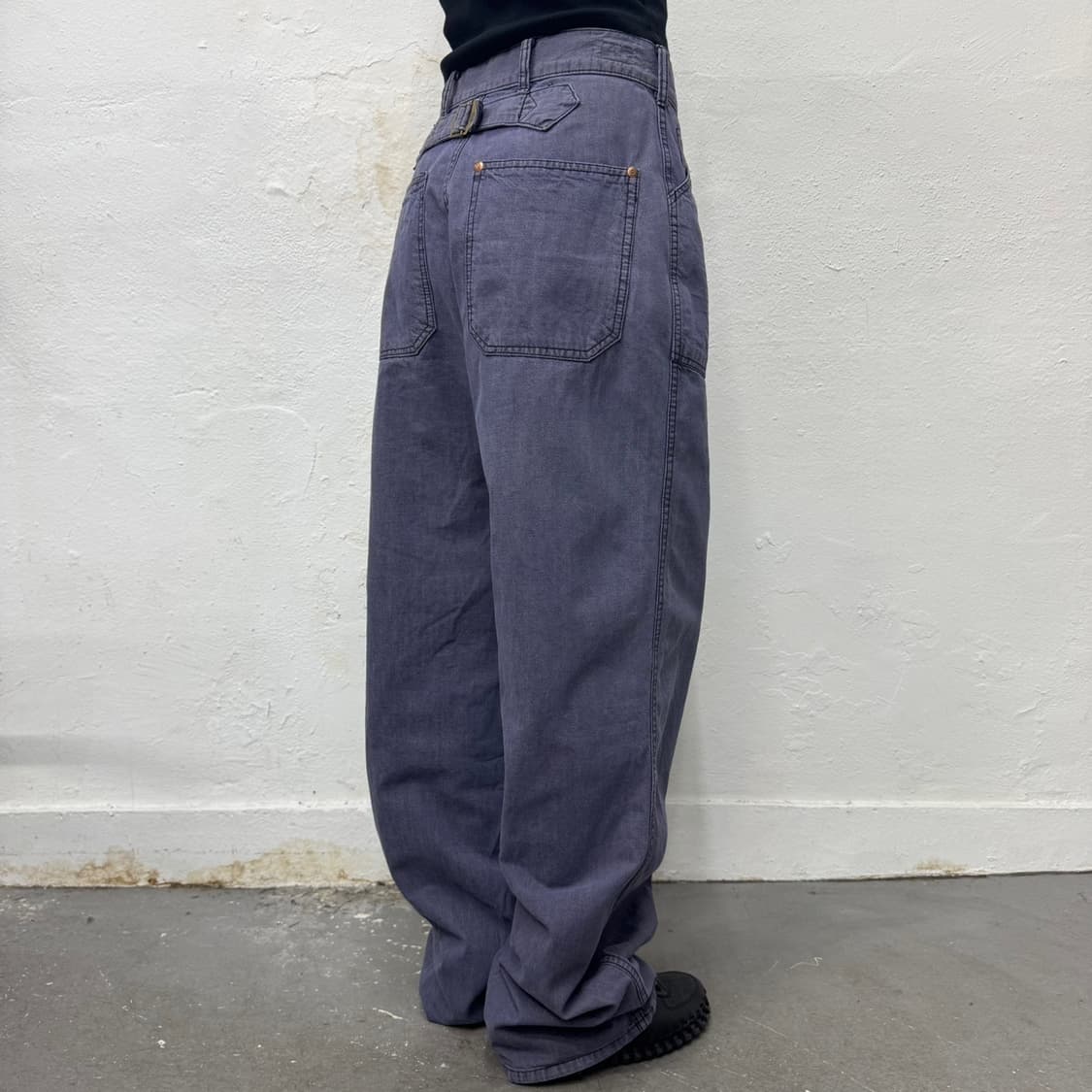 JOHN BULL blue 블루 워시드 데님 신치백 루즈 와이드 워크 팬 상품이미지2