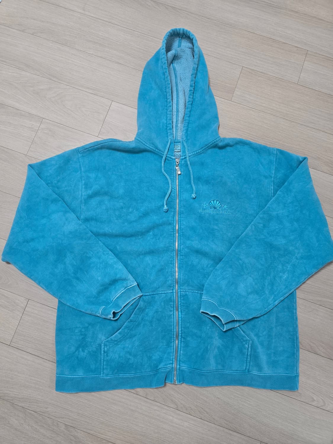 빈티지 청록 피그먼트 워싱 풀짚업 후드 XL 상품이미지1