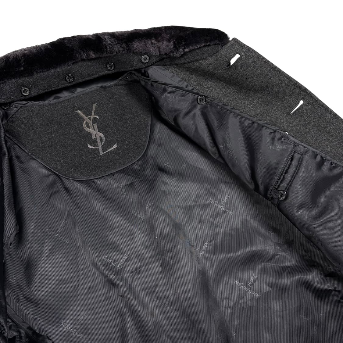 입생로랑 아카이브 자수로고 퍼&내피 탈부착 하프코트 상품이미지4