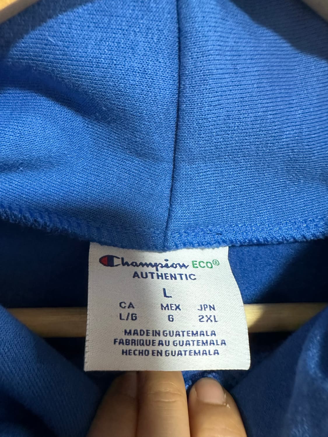 챔피온 Champion ECO 볼링핀 자수 후드티 블루 L 상품이미지5