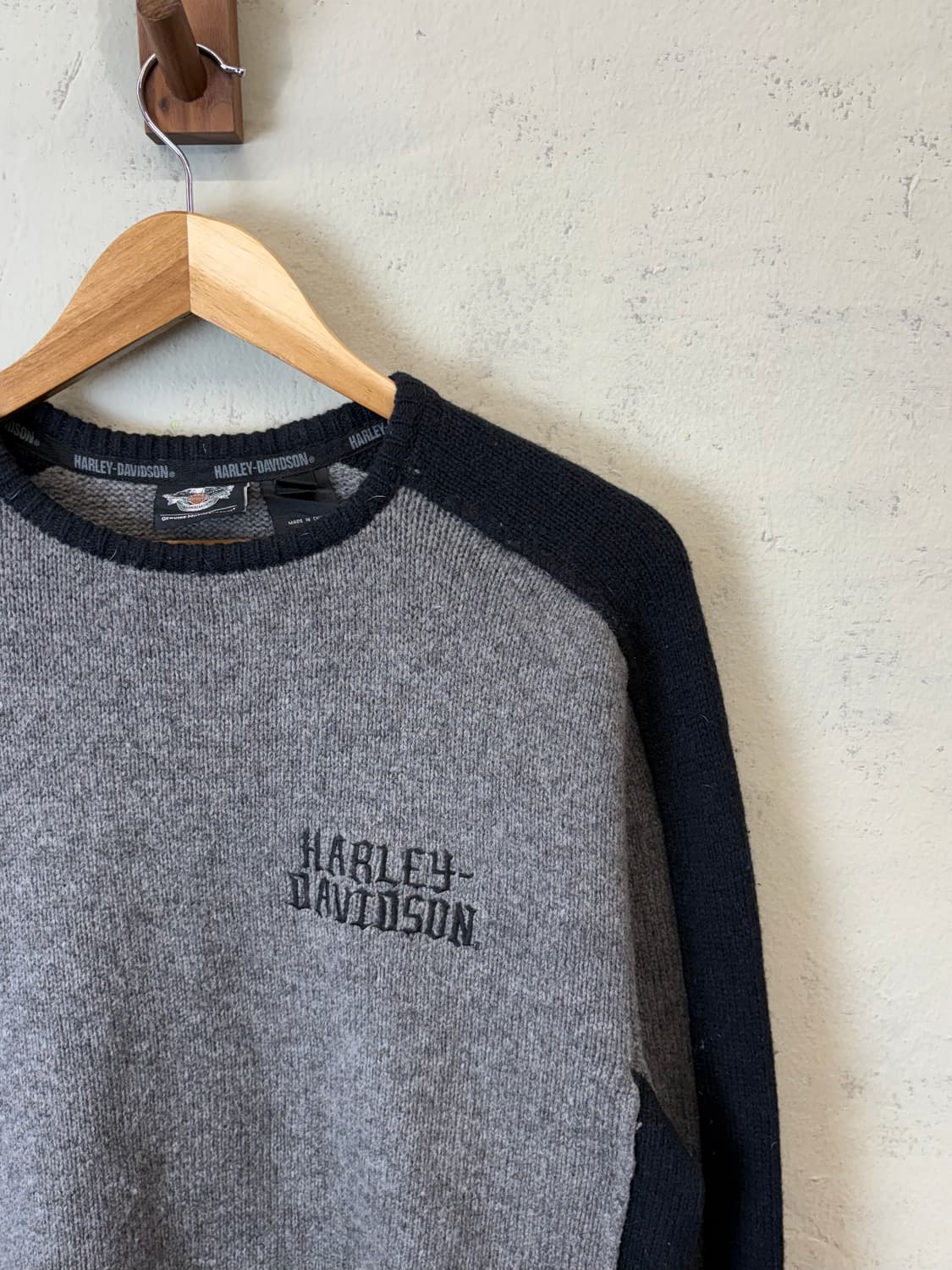 할리데이비슨 빈티지 그레이 블랙 투톤 니트 상품이미지3