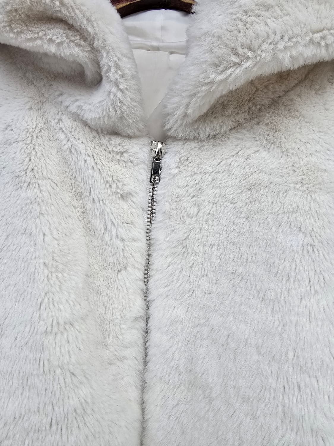 아이보리 퍼 후드 자켓 M 상품이미지3