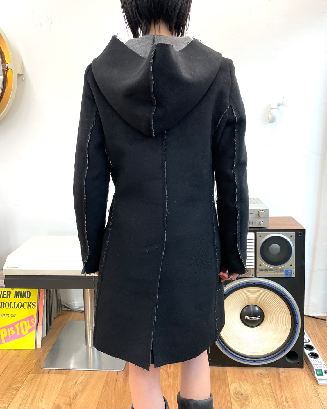 [1] NOID 노아이디 로우엣지 커팅 울 후드 코트 상품이미지3