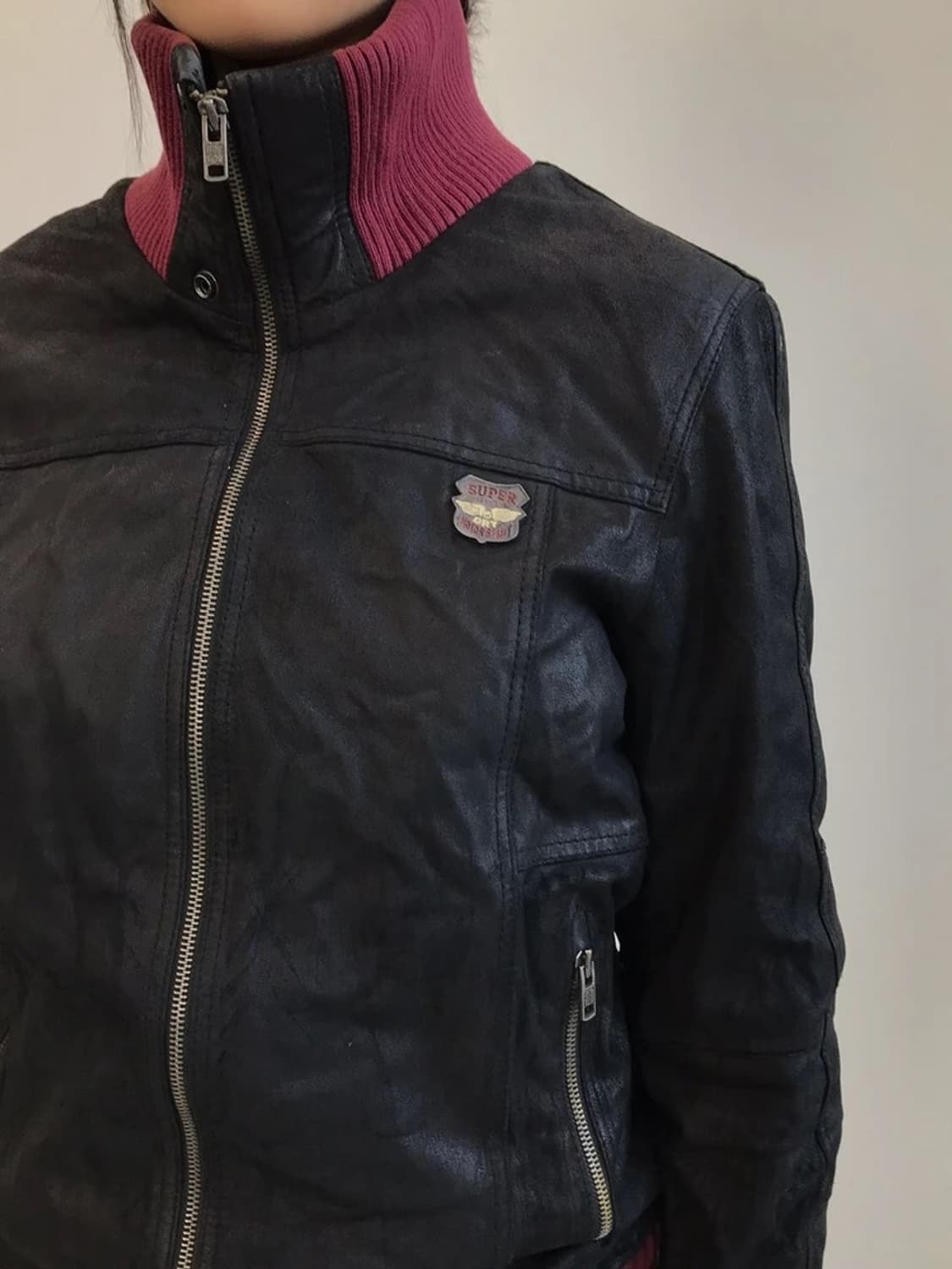 Superdry Crashed Biker Leather Jacket 상품이미지3