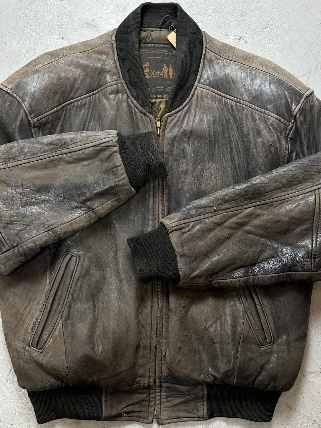 80's 빈티지 엑셀드 디스 레더 봄버 자켓 빈티지 레더자켓 상품이미지8