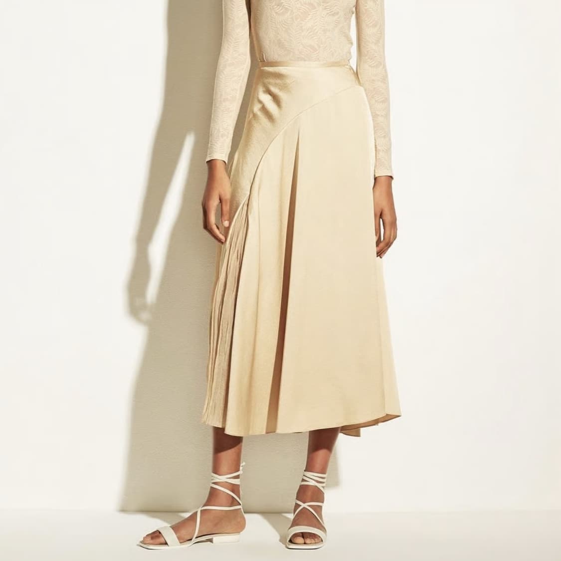 빈스 플리츠 패널 언발 미디 스커트 [새상품] 상품이미지1