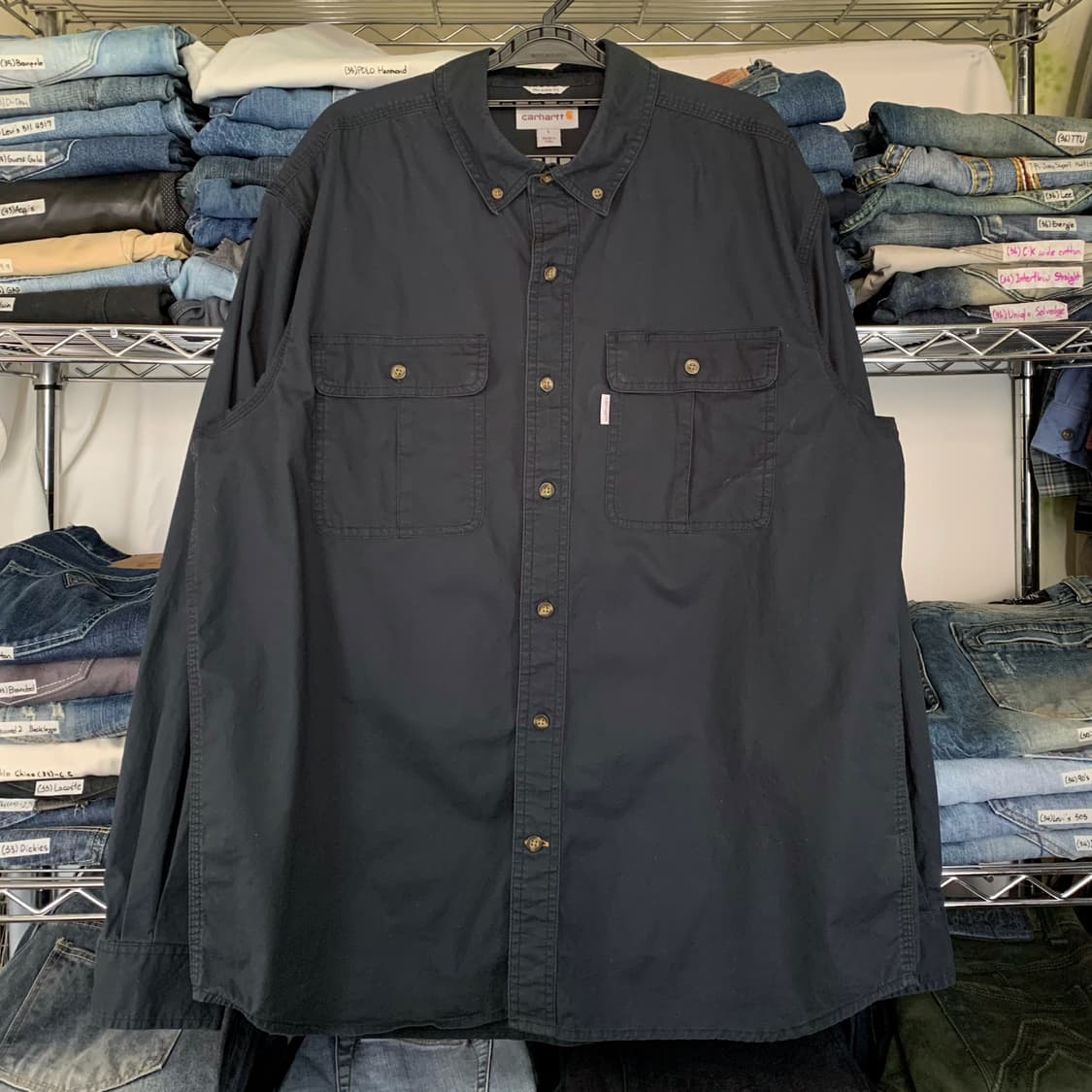 [L] 칼하트 릴렉스드핏 워크셔츠 블랙 상품이미지2