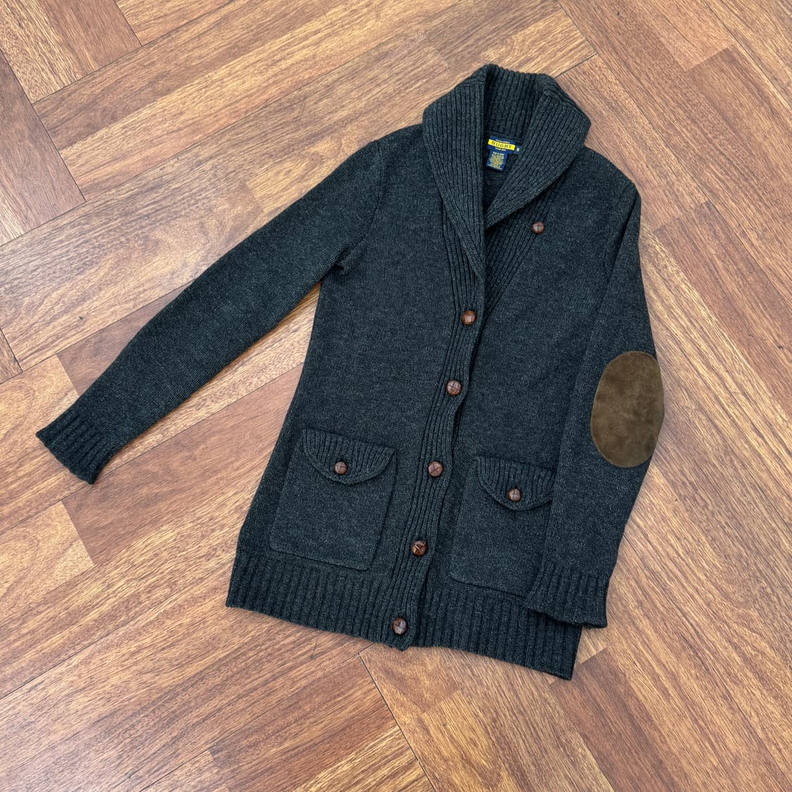 여성용 S 폴로 랄프로렌 럭비 차콜 패치 숄카라 니트 가디건  상품이미지3