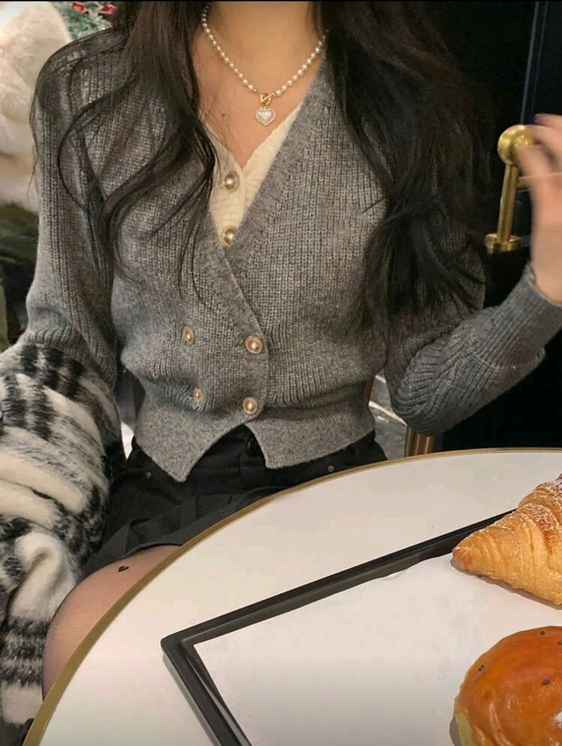 두줄 단추 가디건 1번 입은것! 상품이미지1