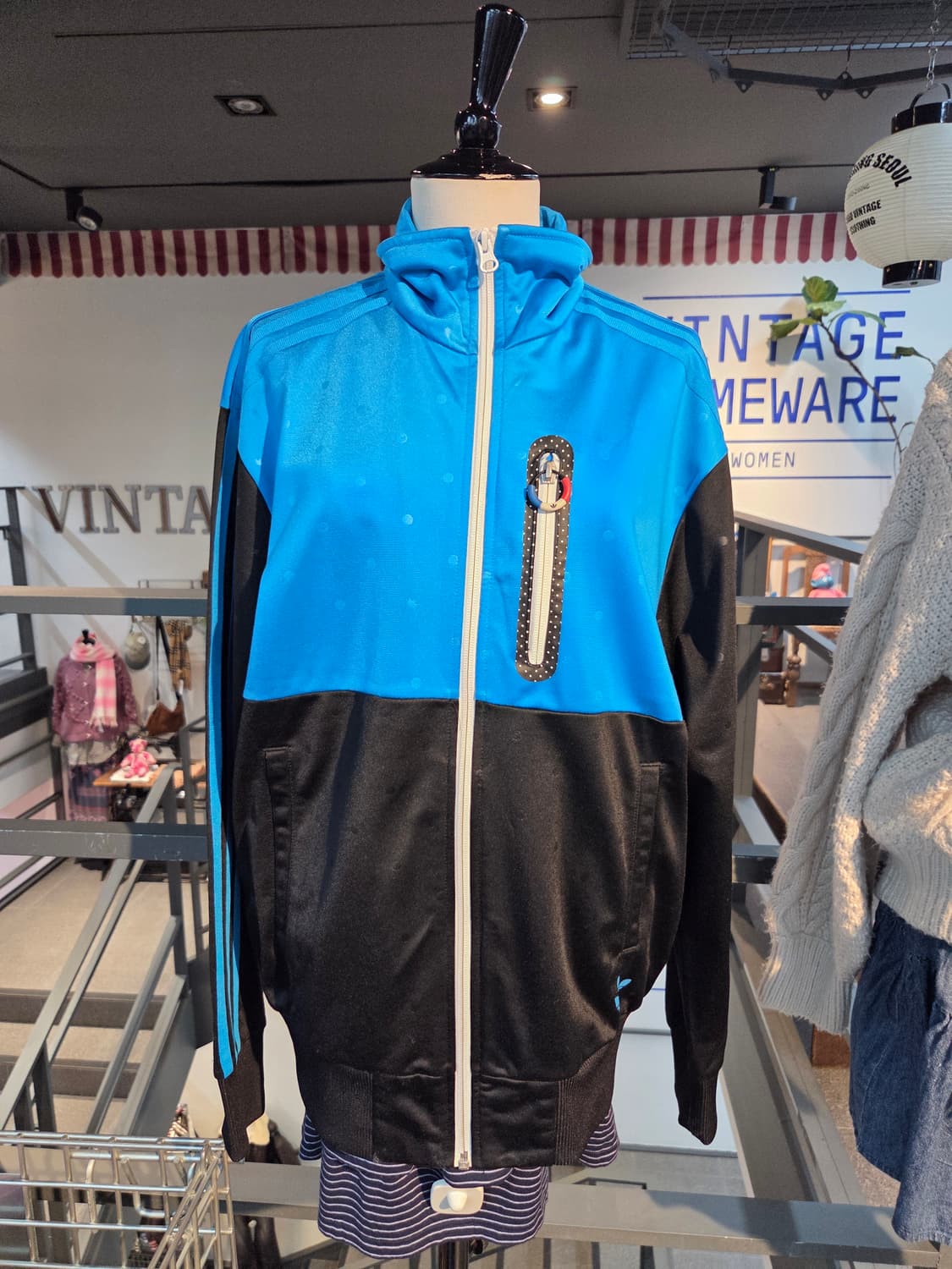 ADIDAS 아디다스 블루블랙 도트집업 상품이미지2